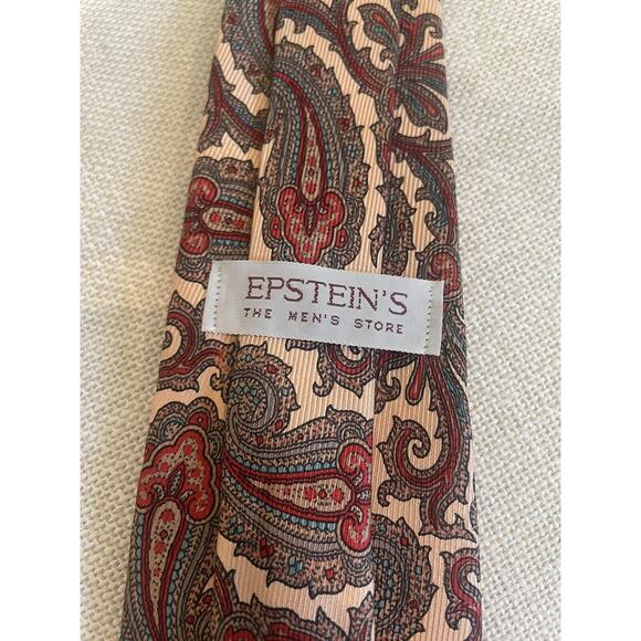 Epstein’s 100% Silk Made In USA Mens Neck Tie Paisley Pattern - Picture 2 of 3